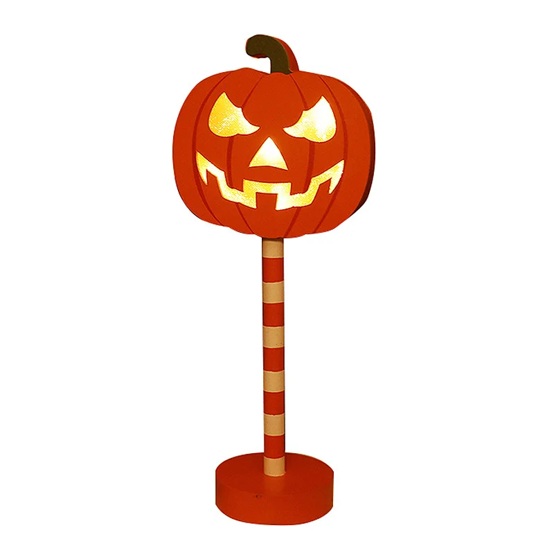 Halloween Pumpkin Light, 3D Wooden Battery Operated Decorative Floor Lights for Indoor Outdoor Party Decorations