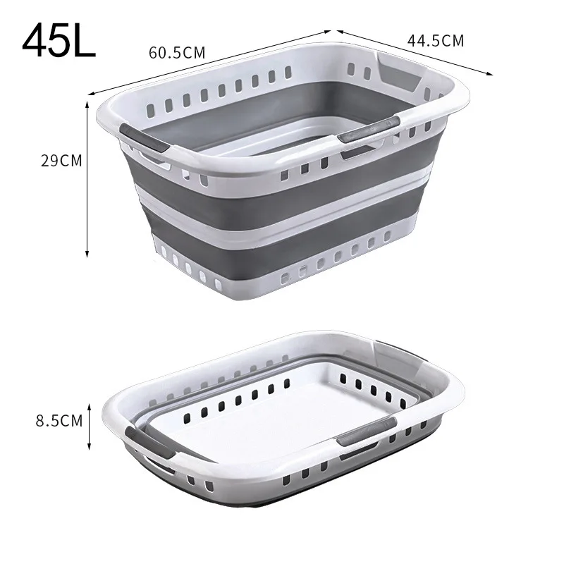 45L Large Capacity Foldable Plastic PP Storage Basket for Dirty Clothes Household Toilet Bathroom Organizer Clothes Basket
