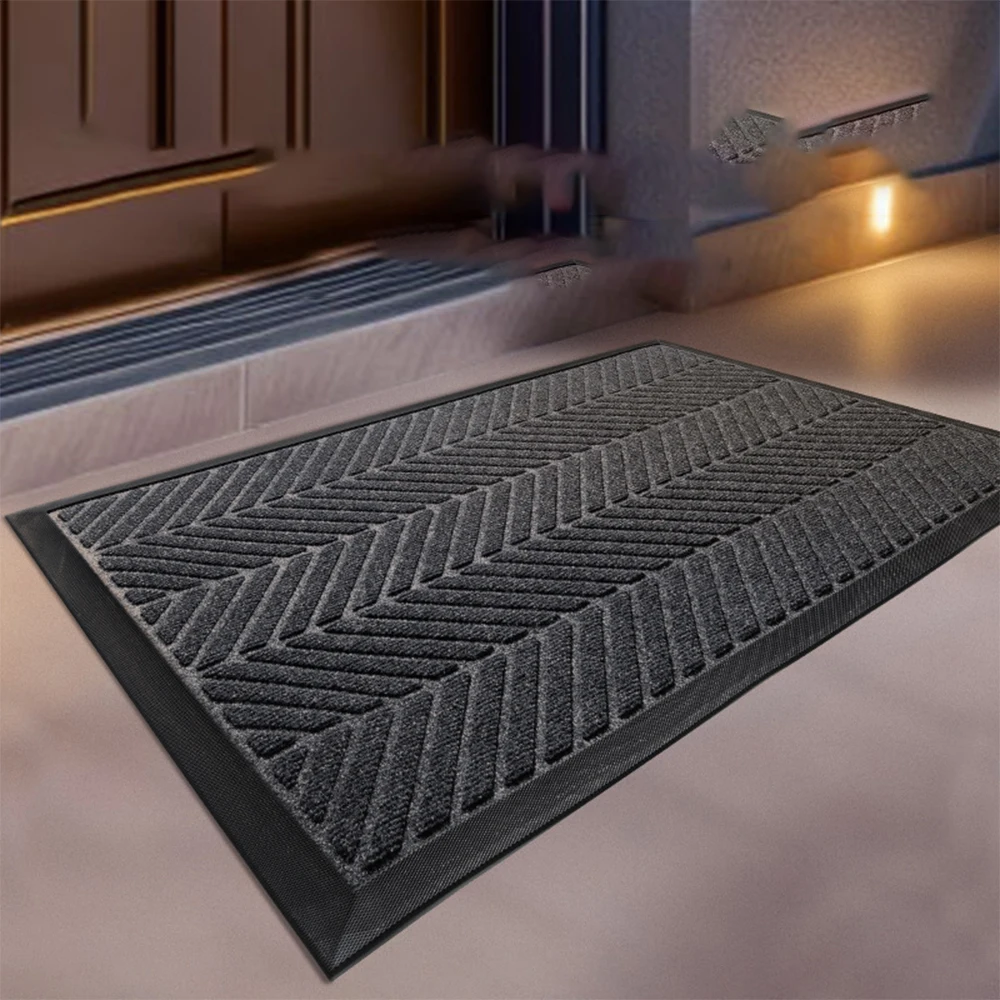 Sturdy Front Entrance Door Mat, Outdoor Indoor Doormat Entryway Floor Mat, Non Slip Rubber Backing, Easy Clean Shoe Scraper