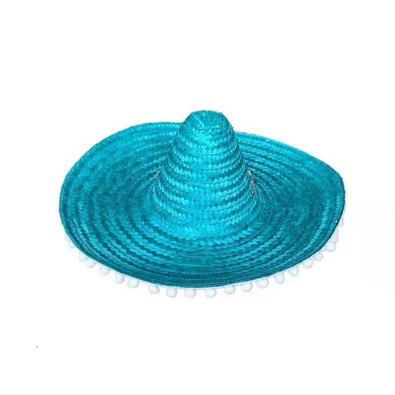 Mexican Pompom Straw Hat Hawaiian Style Halloween Cosplay Wedding Costume Party Holiday Decorations Easter