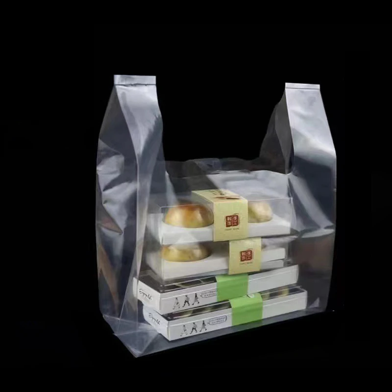 Reusable Transparent T-Shirt Shopping Bags HDPE/LDPE Takeout Food Packaging Thank You Bags Custom Vest Plastic Bags With Logos