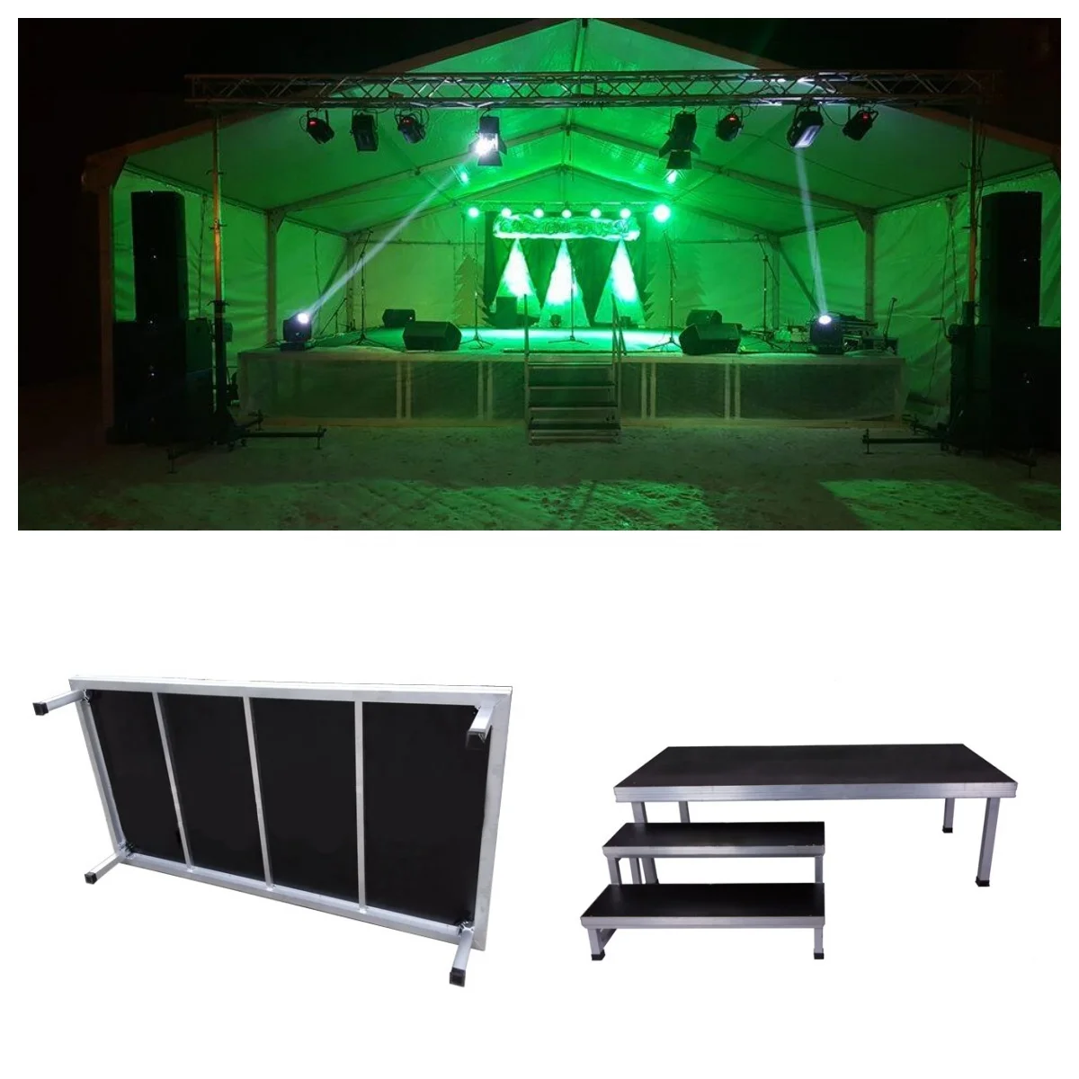 Aluminum Concert Assembling Portable Black Truss Stage for Light truss show wedding  stage platform  for Sale