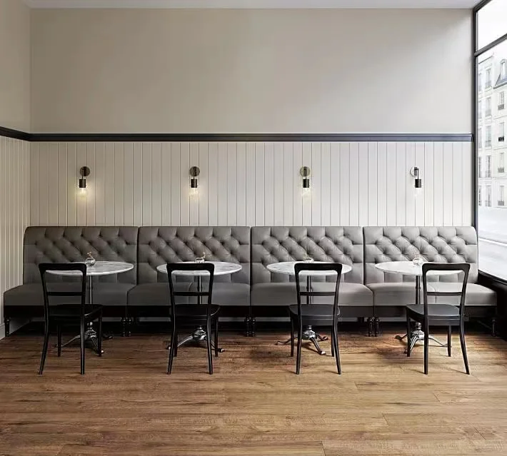 Wholesale Restaurant Furniture 3 seat Fast Food Cafe Hotel Leather Wood Restaurant Booth Seating Sofa