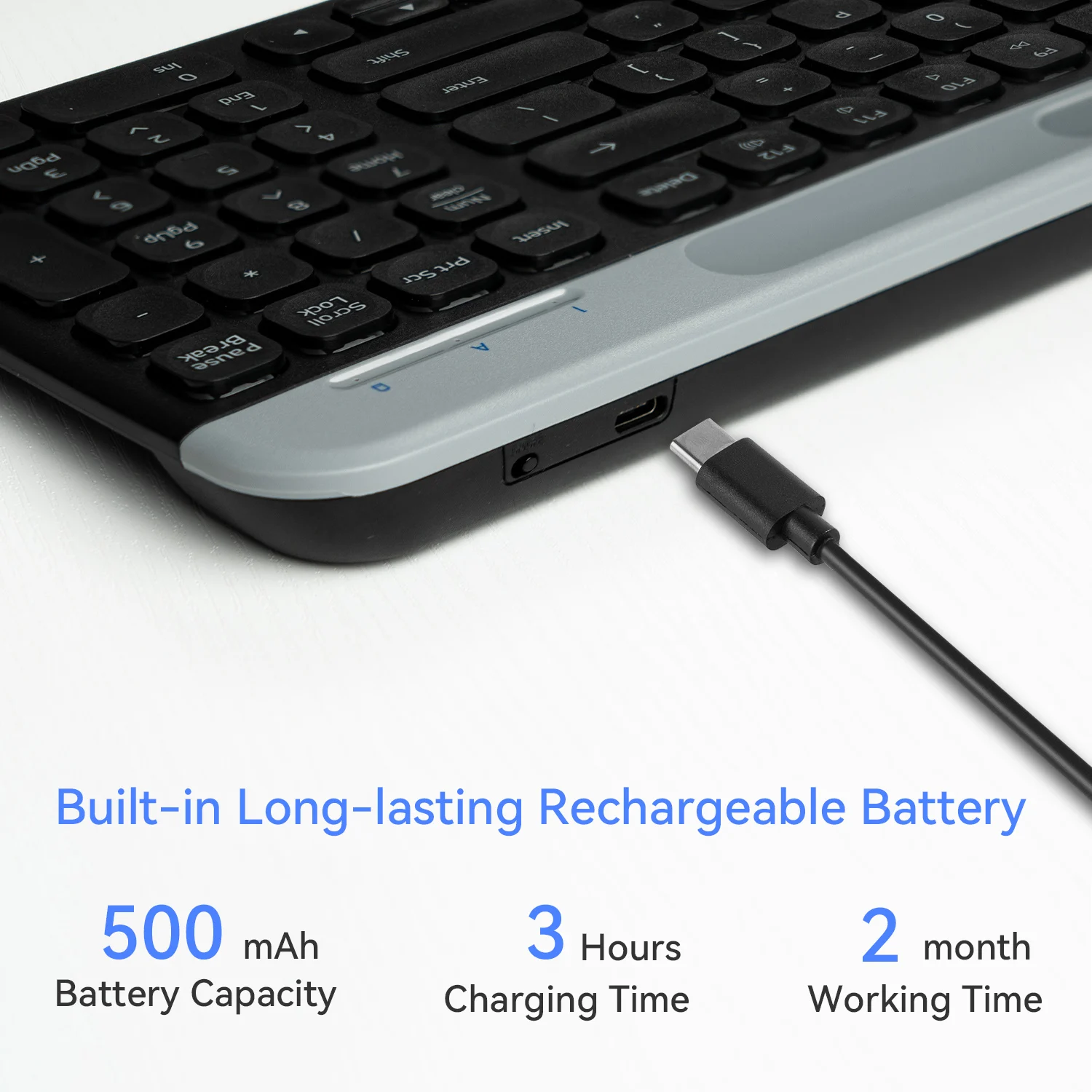 Colorful Wireless  Keyboard,  3 Bluetooth  Keyboard Retro Round Keycaps 105 Keys   Keyboard for PC Laptop Tablet