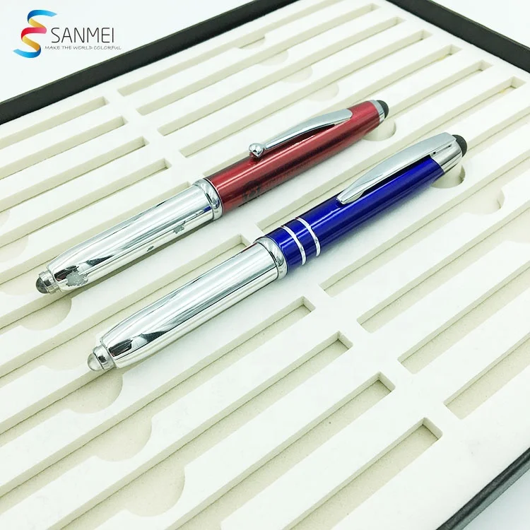 Promotional engraving custom LED metal pen with stylus for medical products