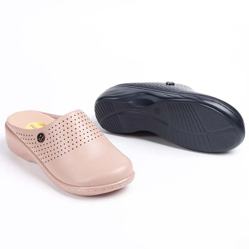 Breathable Hole Casual Women Wedge Slippers Comfortable Insole Round Toe Wedge Mules Shoes Daily Wear Dating Half Shoes