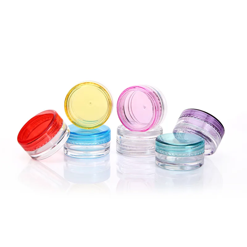 Mini round clear 2g 3g 5g 10g 15g 20g eco friendly cosmetic containers cream plastic jars with screw top lids