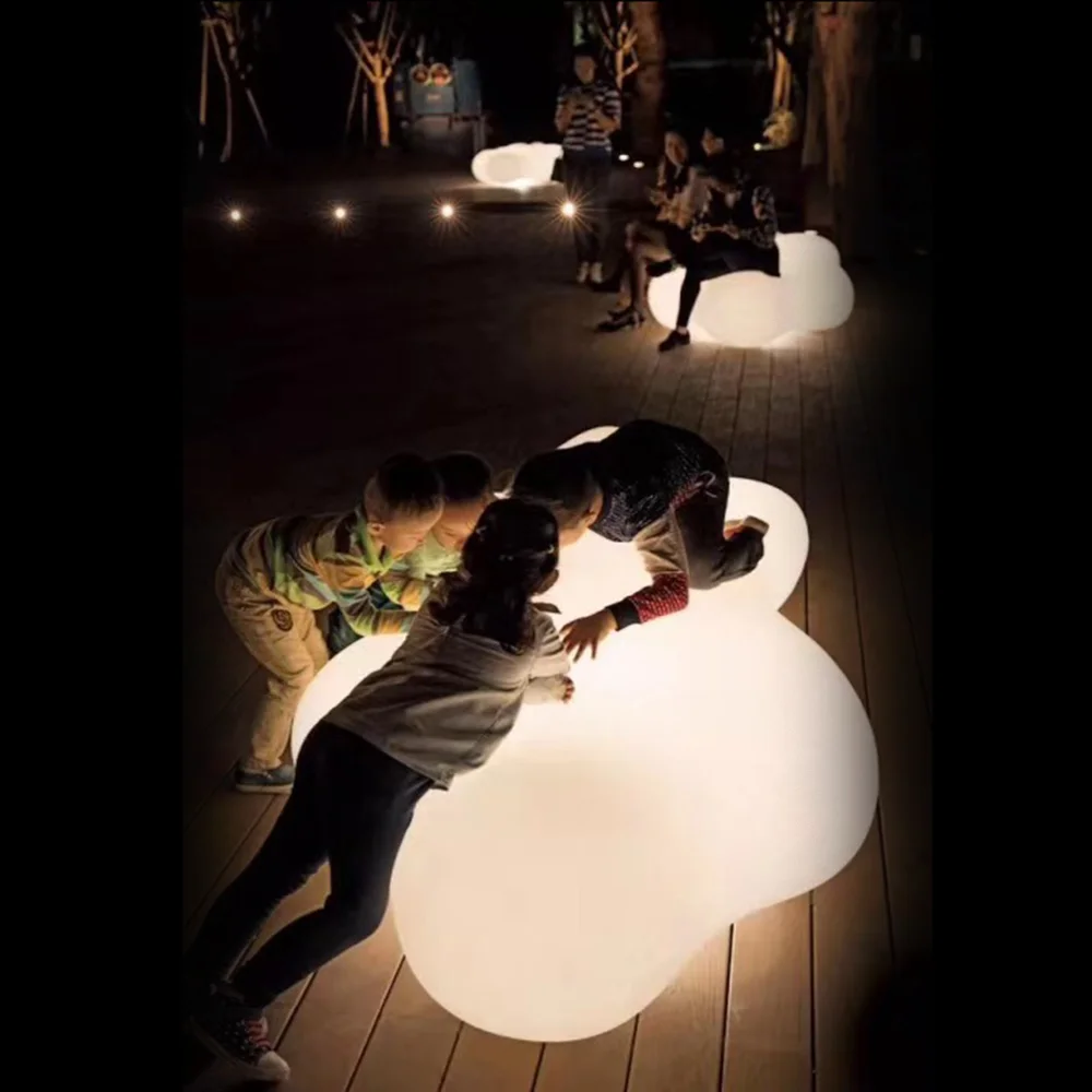Portable Light up Led Cloud Stool Outdoor Garden Bench Leisure Seat Stool Waterproof Led Plastic Cloud Fancy Patio Seating