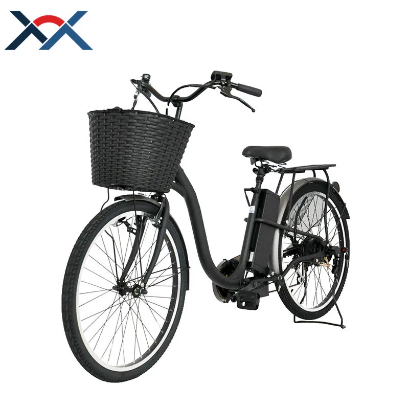 Newest cheap female city ebike 48V 250W Motor 10Ah lithium battery electric city bike with big basket