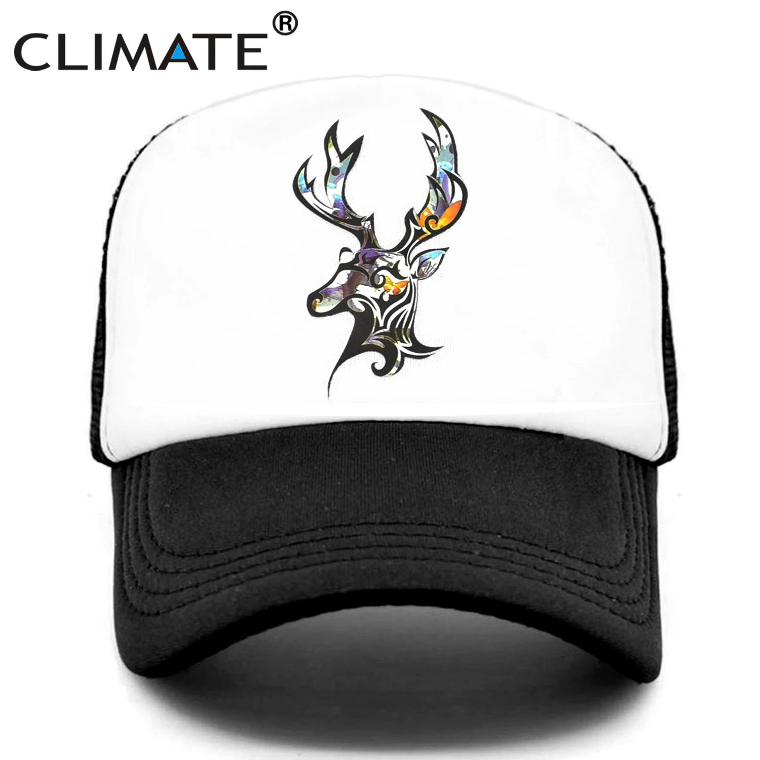 
CLIMATE Deer Trucker Cap Men Deer Elk Cool Caps Elk Caribou Hunting Hip Hop Hat Baseball Cap 