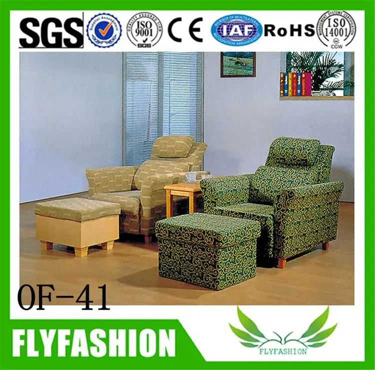  OF-39 Antique Salon Furniture Comfortable Fabric Sofa Wood Spring Home