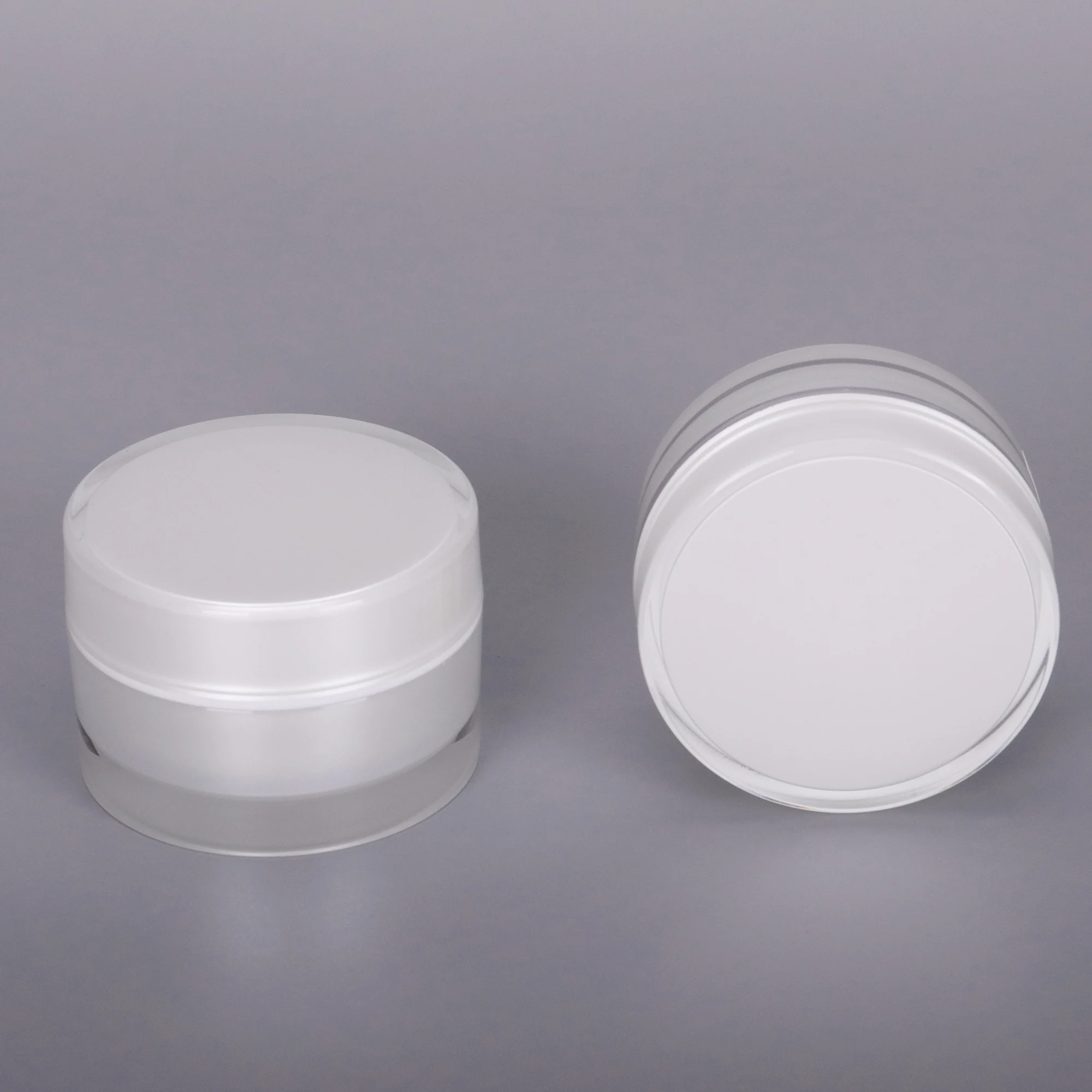 Hot sale 15ml 30ml 50ml round acrylic cream  jar with skin cream for cosmetic