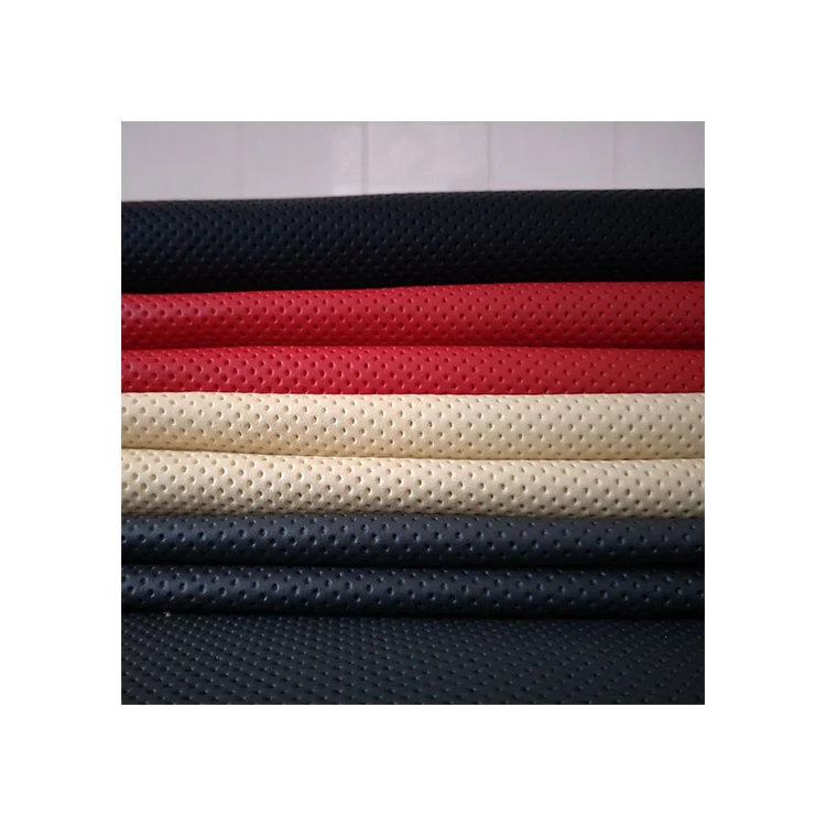 Soft Breathable Printed Vegan Pu Perforated Leather Microfiber Fabric for Car Seat