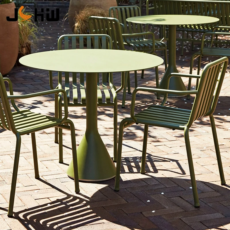 Factory Direct Sale Olive Green Cafe Table And Chair Set Iron Patio Dining Chairs Garden Furniture Dining Set