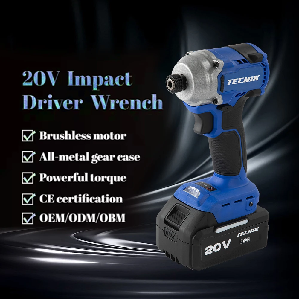 Impact Driver Kit 250N.m 3 Speed Brushless 20V Lithium Battery Hand-held 1/4 Inch Hex Cordless Impact Driver