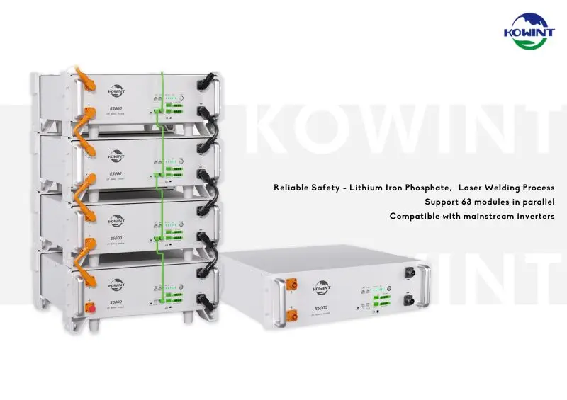 Kowint Server Rack Power Station Rack Mounted 24V 48V 100Ah 200Ah LiFePO4 Battery Pack