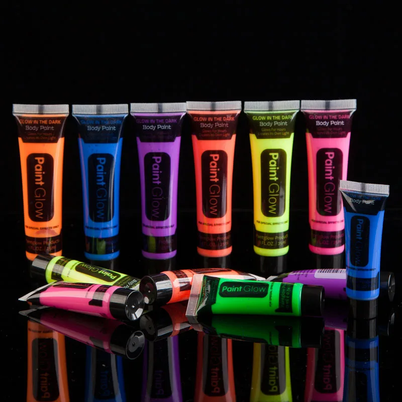Super bright color 10ml UV face neon body paint cream temporary water based uv hair dye