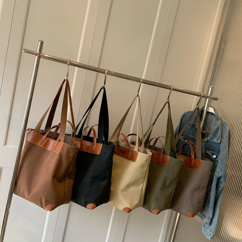 New Style Eco Friendly Fashion Letter Canvas Shoulder Bag Cotton Canvas Tote Bags with Custom Printed Logo for Women