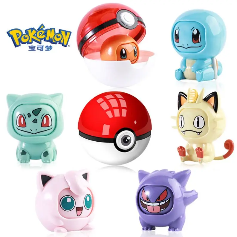Hot sale pokemon anime figure pokemon ball toy Pikachu Squirtle Charmander action figure capsule toys for kids