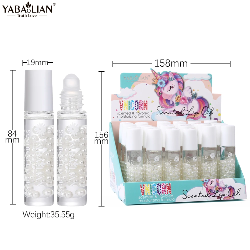 Rolling Ball Lip Oil with Pearl Decoration Long Lasting Moisturizing Lipbalm Transparent Lip Gloss for Dry  Lips