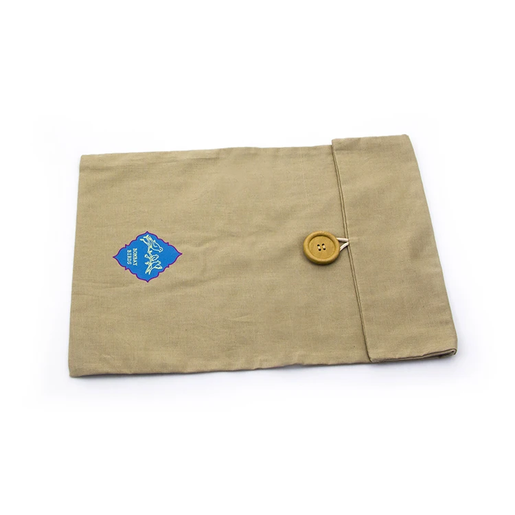 Eco Friendly Custom Logo Muslin Envelope Gift Packing Cotton Flap Envelope Dust Underwear Bag