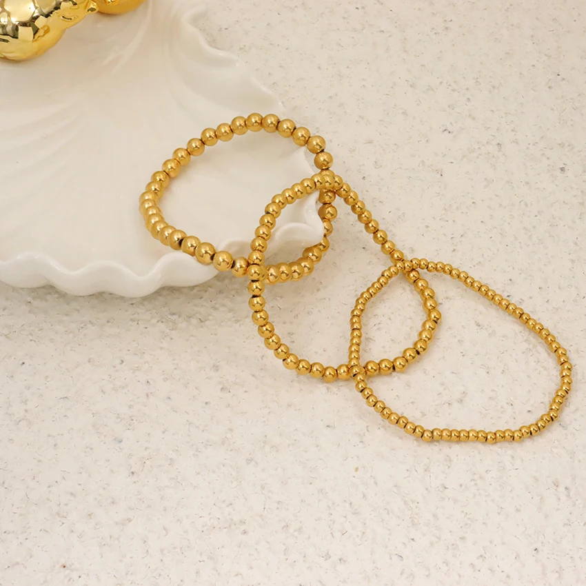 Fine Jewelry Bracelets PVD Elastic Stainless Steel Beads for Bracelet Making Waterproof Tarnish Free Beads Bracelet Wholesale