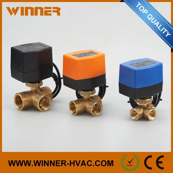 Winvall AC 24Volt Actuator 3 Wires ON/OFF Control 15mm 20mm 25mm Ball Valve Electric Actuated Motorized 3 Way Brass Ball Valve