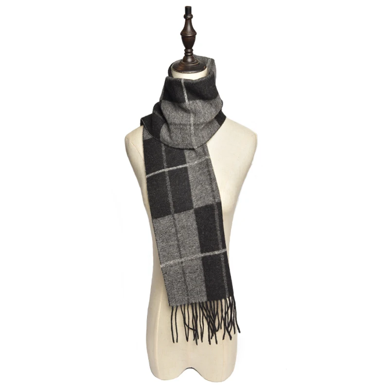 hot sale Wholesale New wool blanket Dark gray Tartan Plaid Pashmina Shawl Scarf Scarves