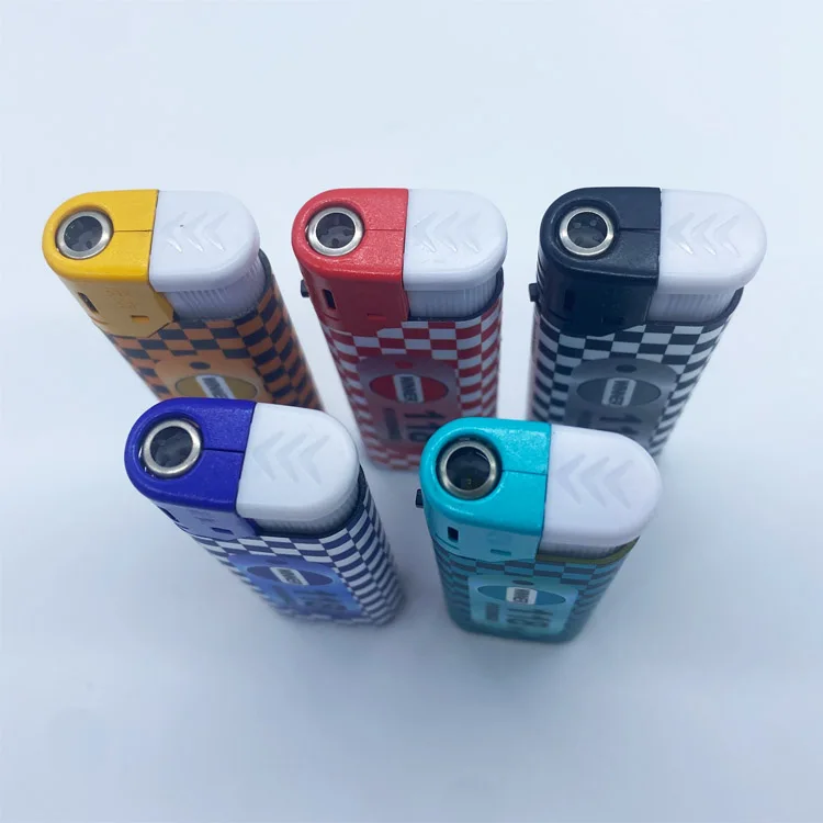 Wholesale Price Plastic Windproof Electric Lighter With Logo / Refillable flame lighter with sticker