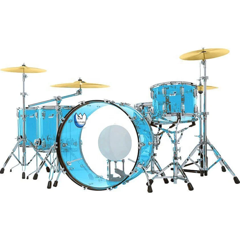 YYZ Factory Custom  Full Size Bass Drum Sets Acrylic Colored Acrylic Tube Drum Shell Plexi glass Snare Drum Set