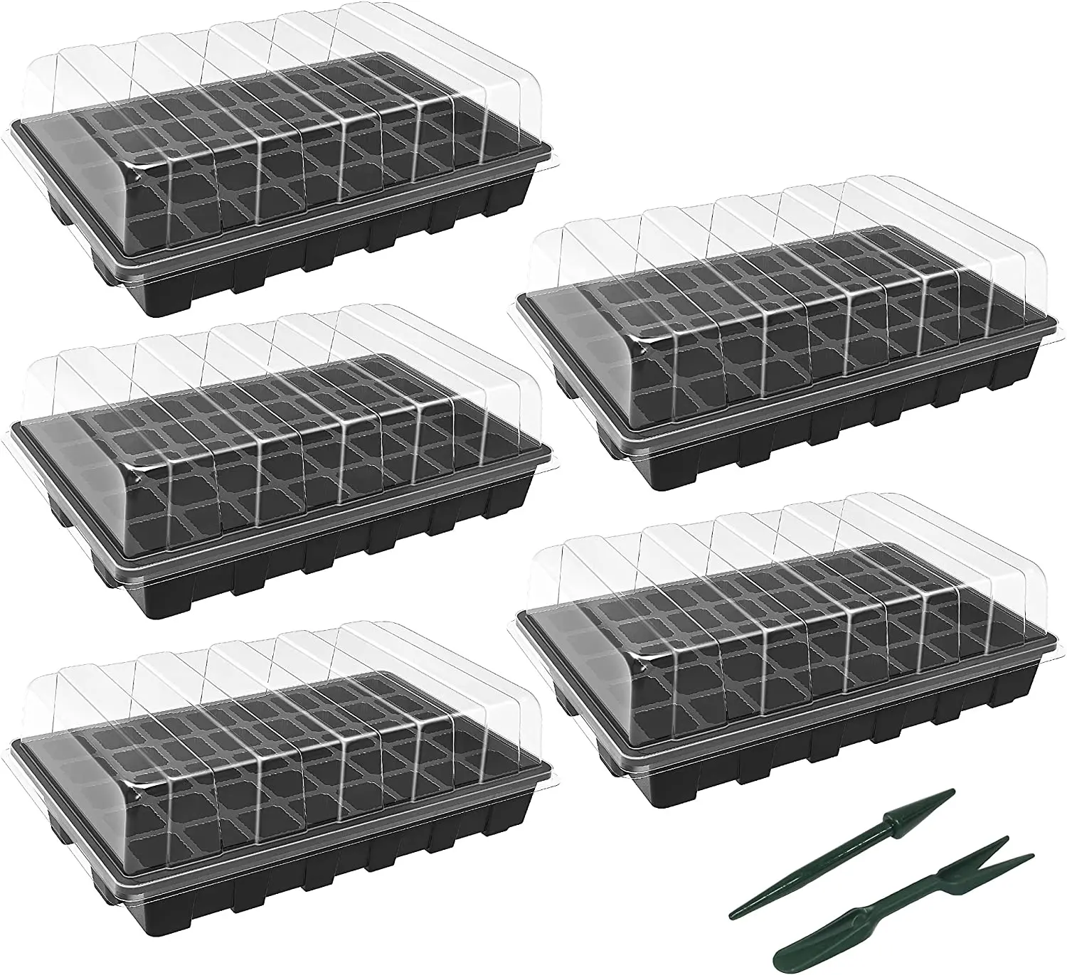 Seed Starter Tray Seedling Kits Plant Starter Kit with Adjustable Humidity Dome and Base Indoor Greenhouse Propagator for Seeds
