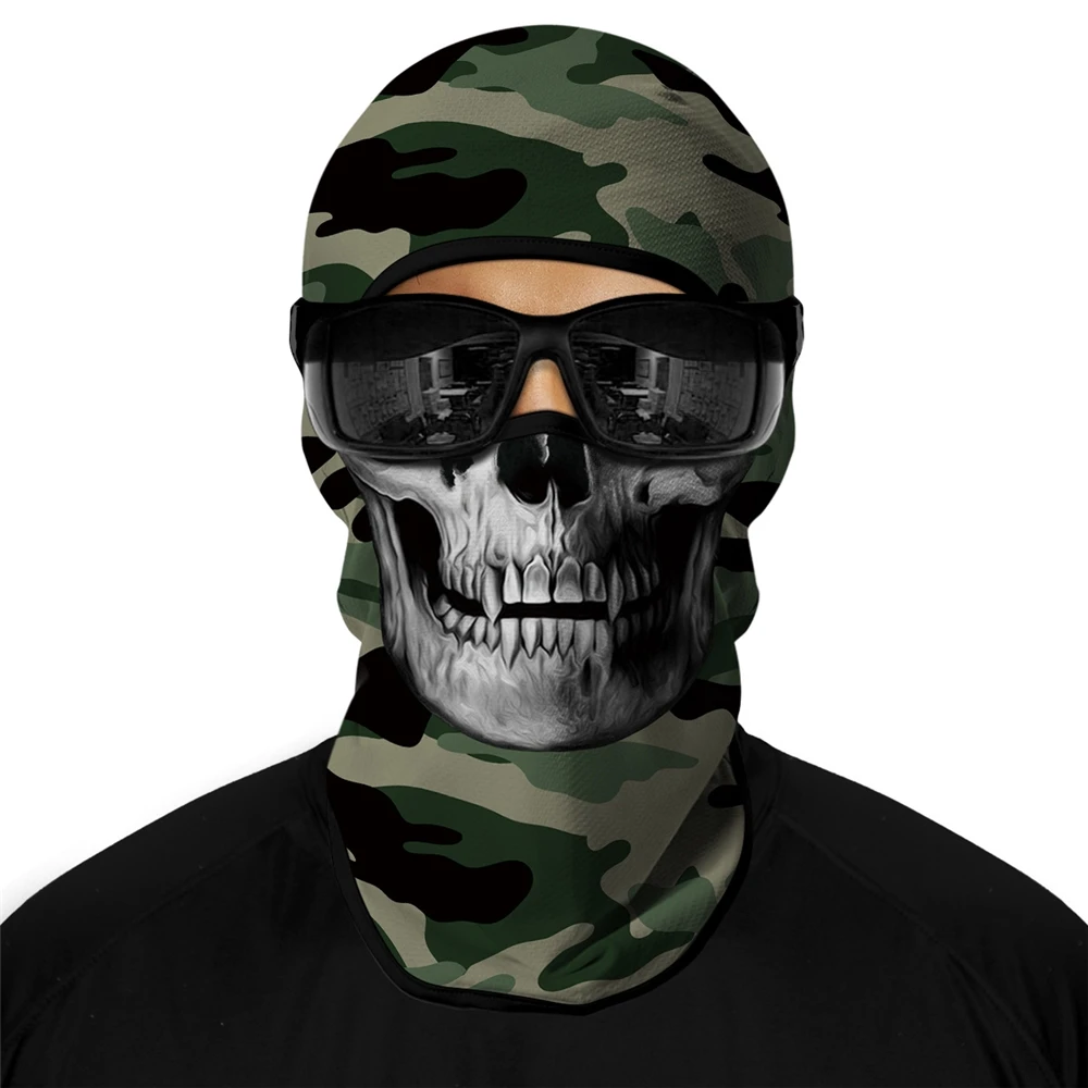 Skull animal printing 3D sun protection headgear riding ice silk mask full face motorcycle scarf for Biker Wind Cap Mask