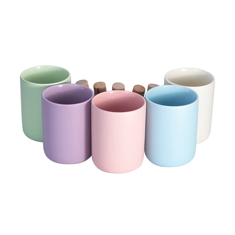sublimation Ceramic mug Cup with Wooden Handle 320ml 330ml sublimation mug flat bottom Individual white box package