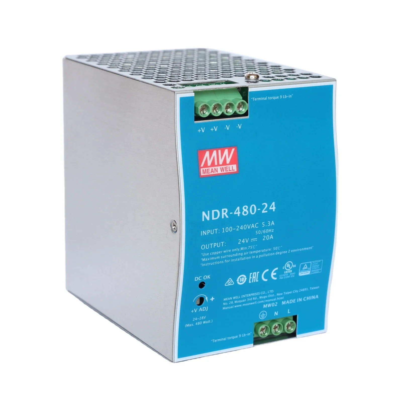 TaiWan MeanWell power supply NDR-480-24 NDR-480-48 24V 48V DC Rail power 20A 10A box switching