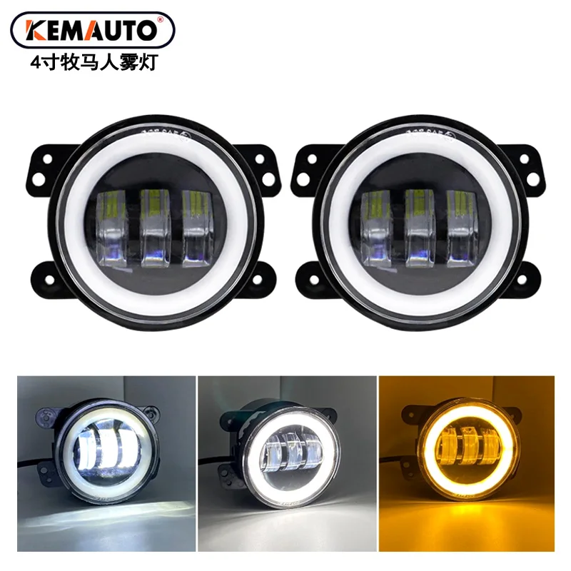 New arrival car front bumper driving fog lights halo DRL 4inch 30w Round led headlight for JEEP JK motorcycle