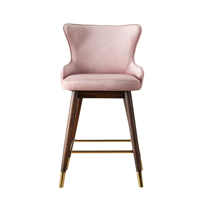 
Modern Bar Stool Seat High Chair Velvet with Metal Base Legs 