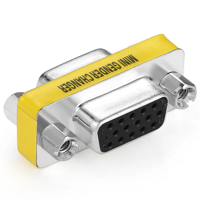 VGA HD15 15 Pin Nickel plated Connector hd15 Female to Female Adapter d-sub db 15pin Female to Female vga adapter  wholesale