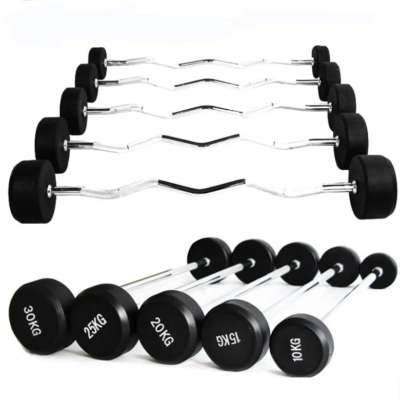 Wholesale gym fitness fixed bar Straight and curl Barbell for home use and gym Barbel