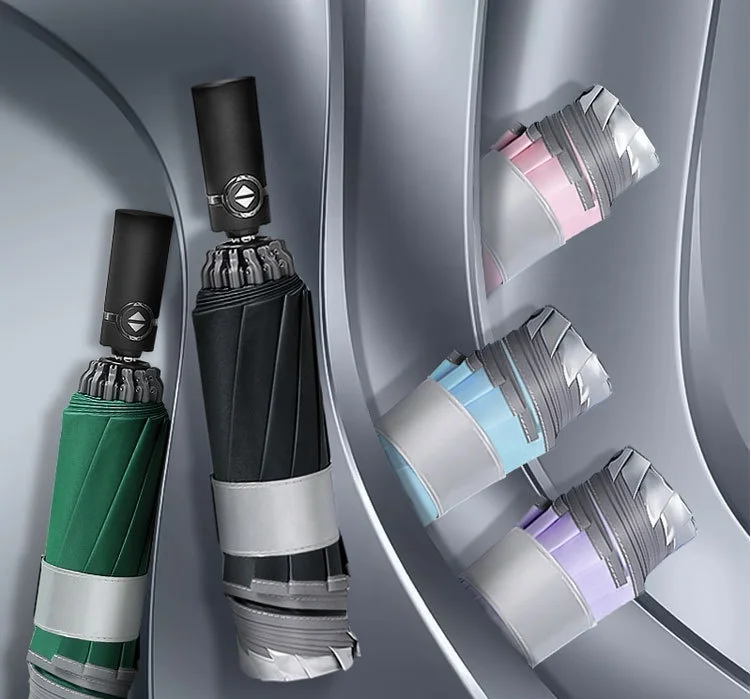 New Trending Automatic Flashlight Umbrella 3 Folding Rainy And Sunny Umbrella