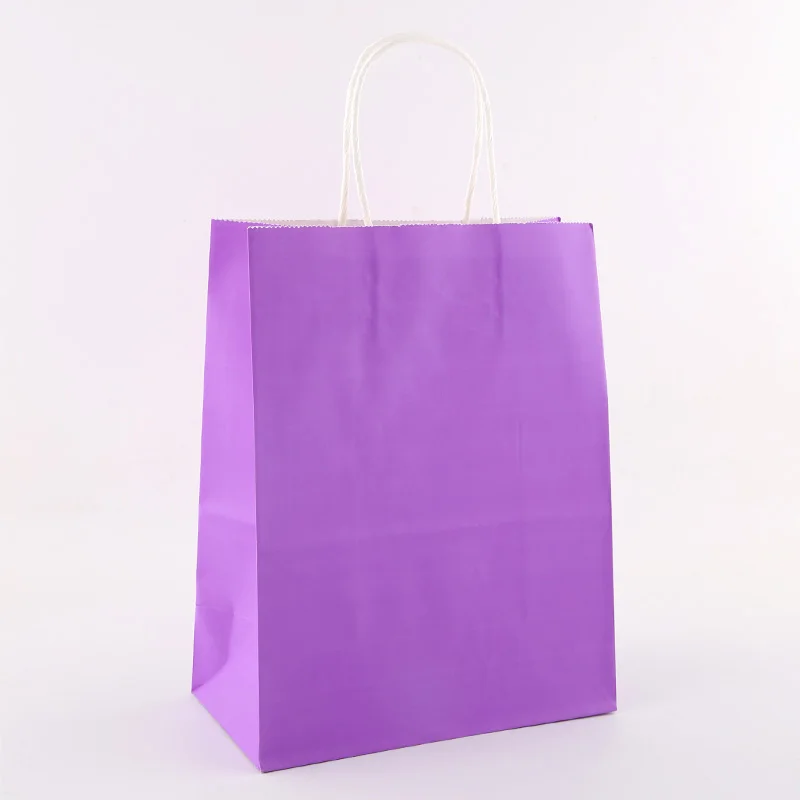 26*12*33 cm stock White and brown colorful biodegradable kraft paper twisted tote shopping bag with logo printed