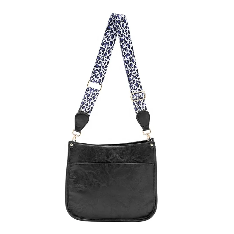 2022 New European And American Popular Pu Solid Color Leopard Print Shoulder Strap Messenger Bag