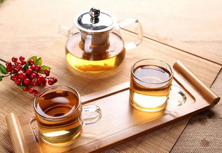800ml/27oz Food Grade High Borosilicate Glass Tea kettle With stainless steel Strainer
