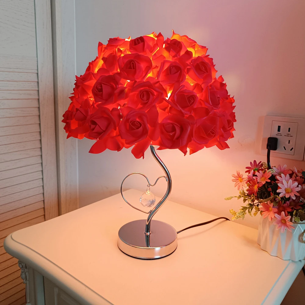 New Princess Luxury Pink Red bedroom Night Desk Light Restaurant Hotel Decoration Commercial Lamp Led Table