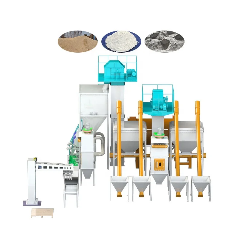 Efficient small putty powder tile adhesive cement dry sand mixing plant dry powder mortar production line