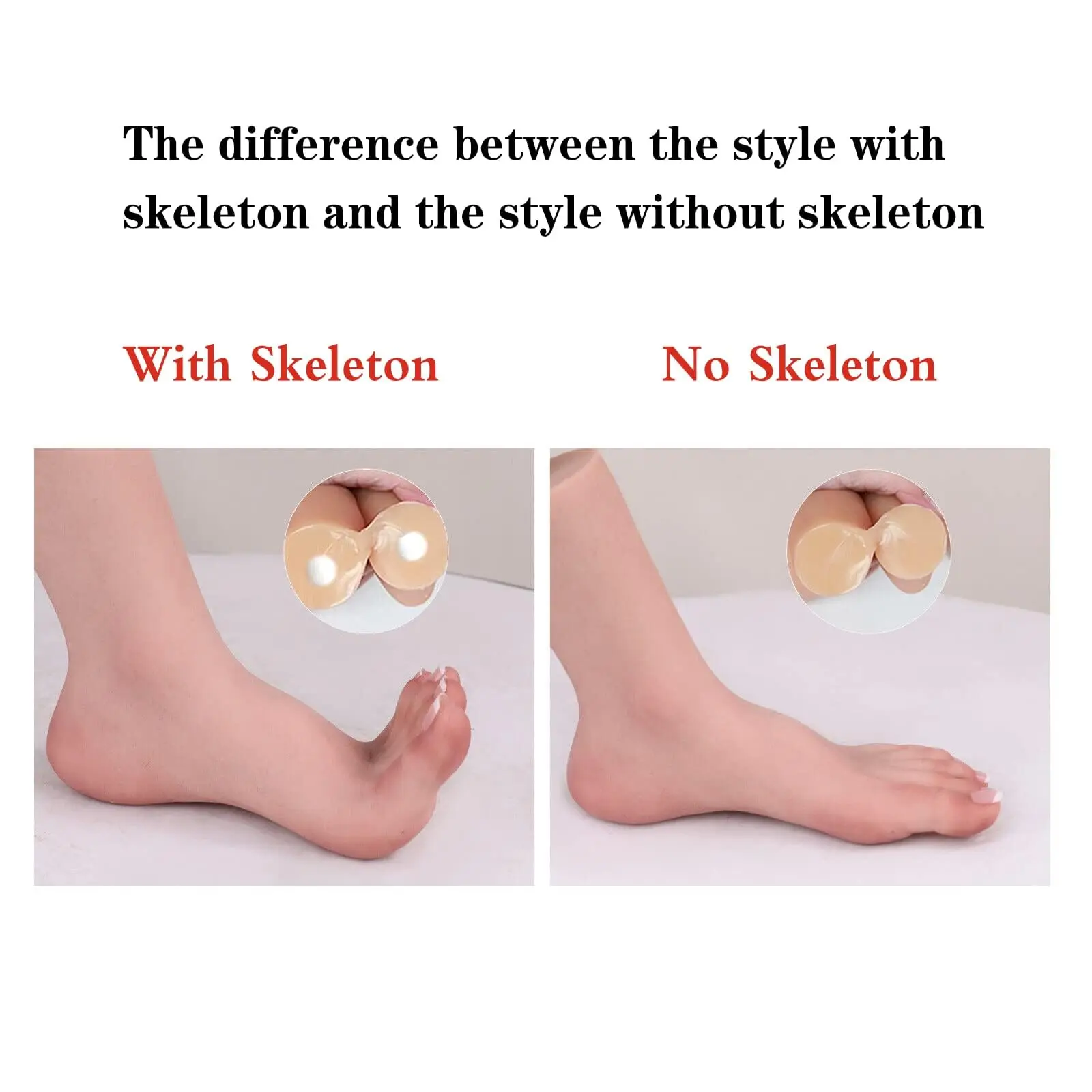 1:1 Female Foot Model 1 Pair Silicone Soft Wrinkles on Soles of Feet LifeSize Mannequin Feet Shoes Display Model