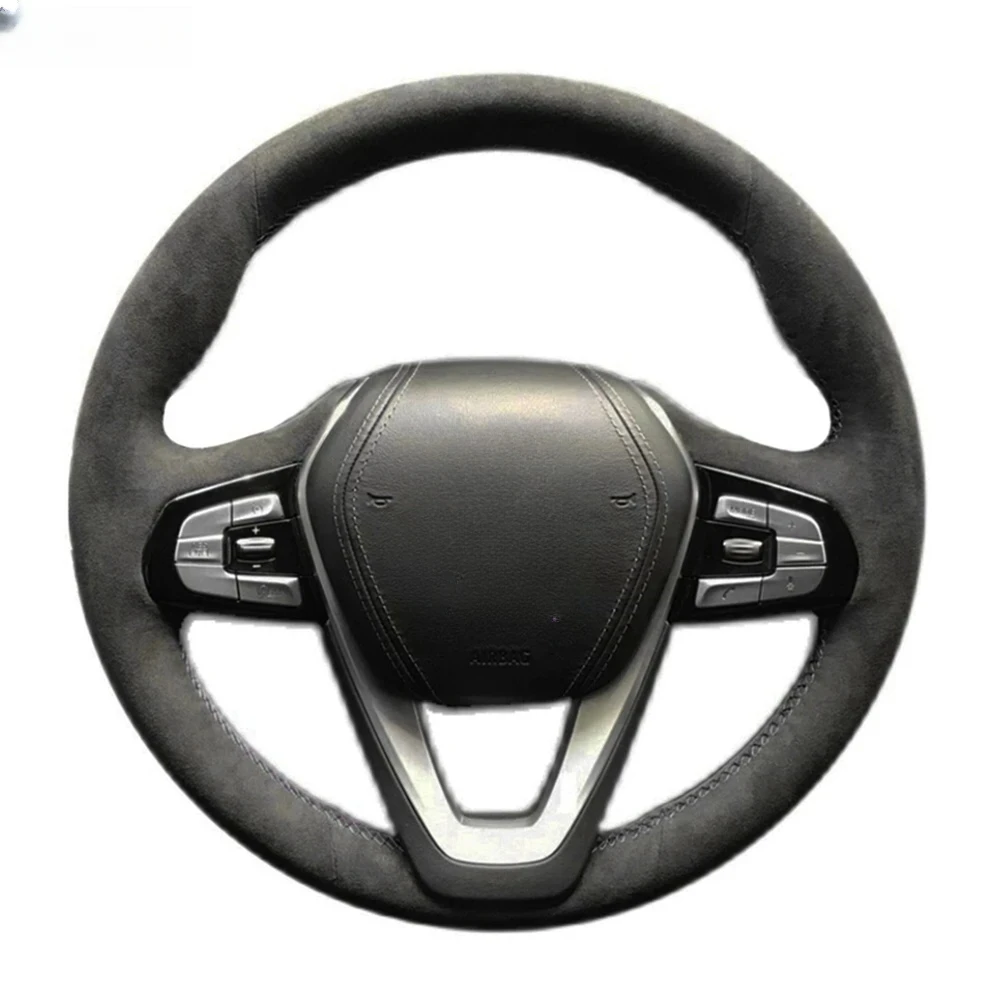 Black Suede Carbon Steering Wheel Cover For BMW M Sport G30 G31 G32 G20 G21 G14 G15 G16 X3 G01 X4 G02 X5 G05 Car Accessories