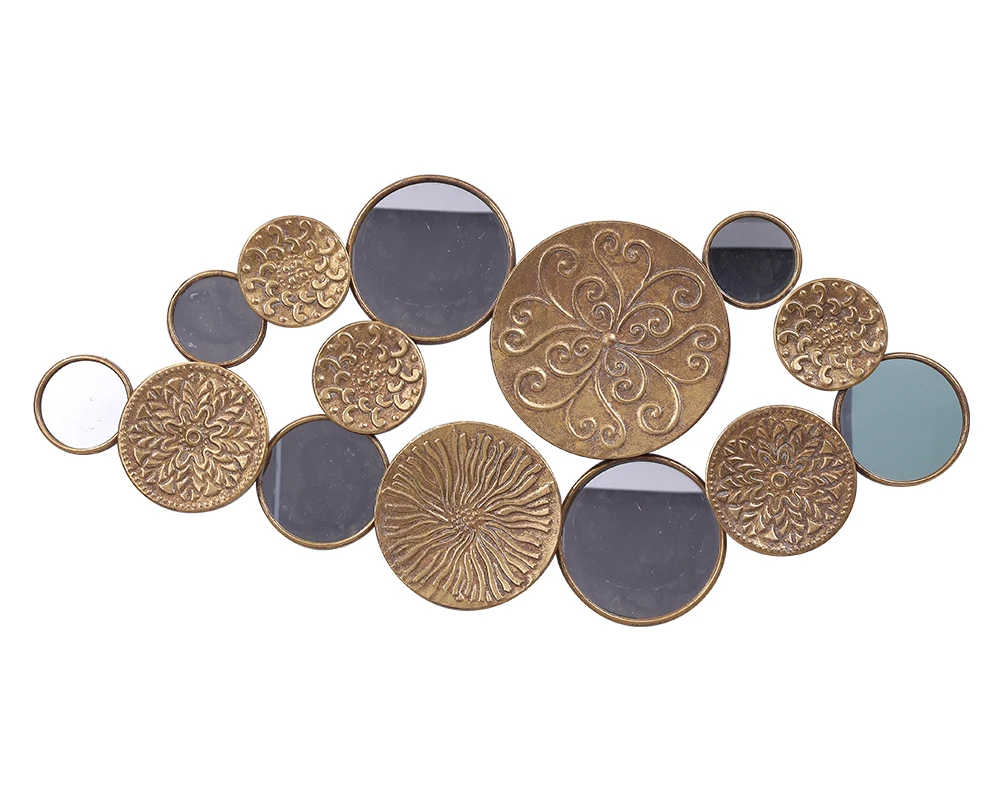 Luxurious home decoration with mirror iron wall hanging