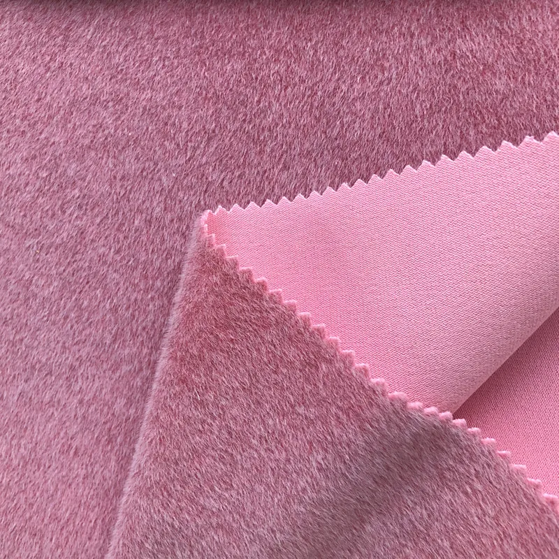 Functional 100%polyester short fur  fabric and knitted technical flocking  upholsterd fabric for winter clothing