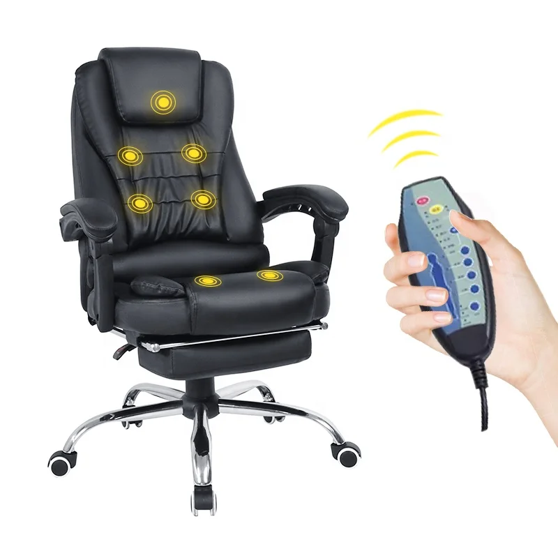Y-2568 wholesale pu leather boss management heated massage office chair  with footrest and wheel