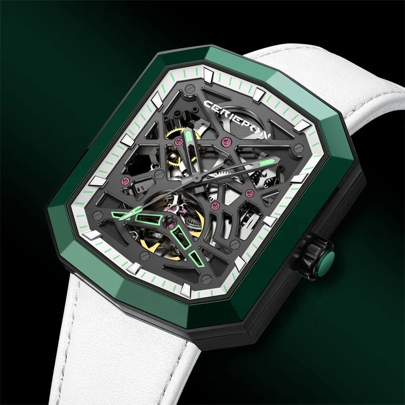 high quality oem classic stainless steel custom luxury real tourbillon automatic square skeleton watches waterproof timepieces